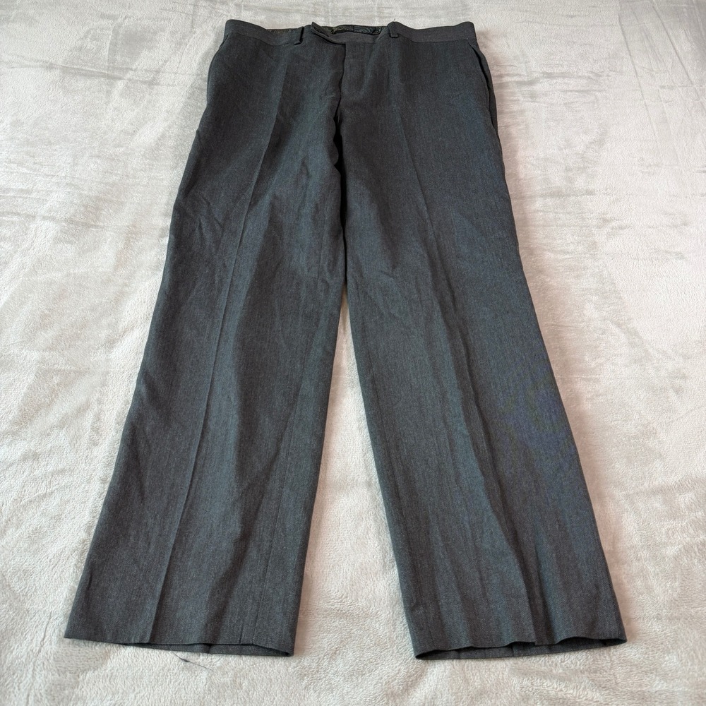 Lauren Ralph Lauren Mens 34x30 Gray Flat Front Dress Pants Trousers Casual EUC